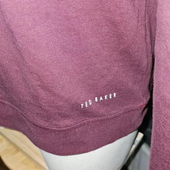 Ted Baker London Mens Burgundy 1/4 Zip Pullover Sweater 4‎ Large - Picture 3 of 5